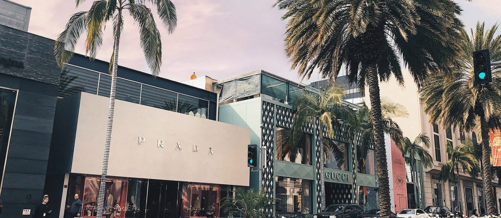 View of Prada and Gucci Store