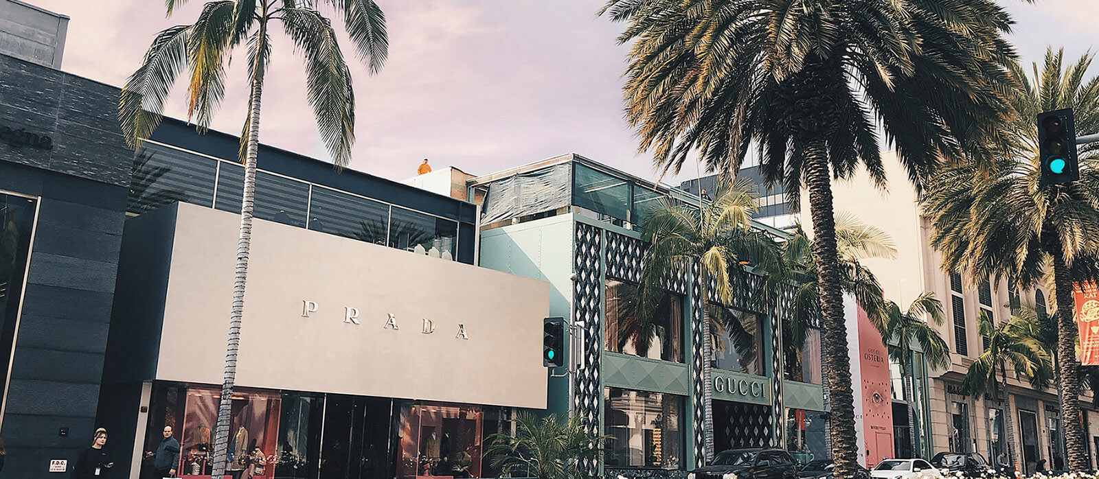 View of Prada and Gucci Store