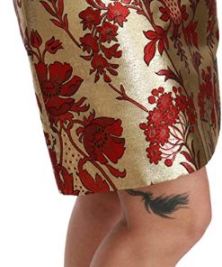 Dolce & Gabbana Gold Floral Jacquard High Waist Mini Skirt View 3