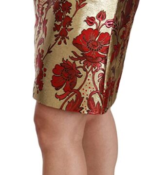 Dolce & Gabbana Gold Floral Jacquard High Waist Mini Skirt View 4