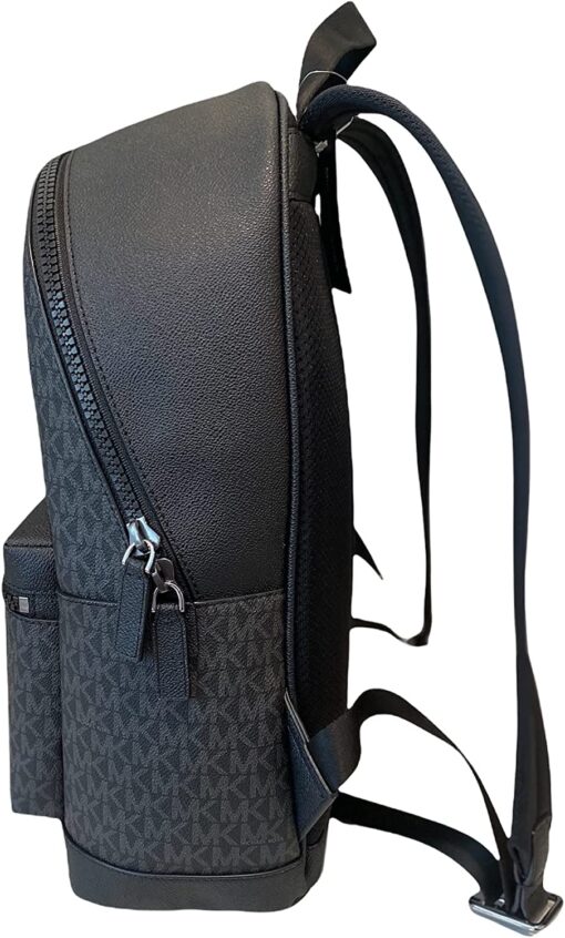 Michael Kors Mens Cooper Logo Backpack Large Black Signature Blue Stripe View 2