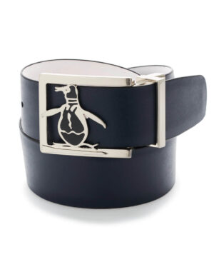 Reversible Leather Belt with Pete Buckle Caviar Original Penguin