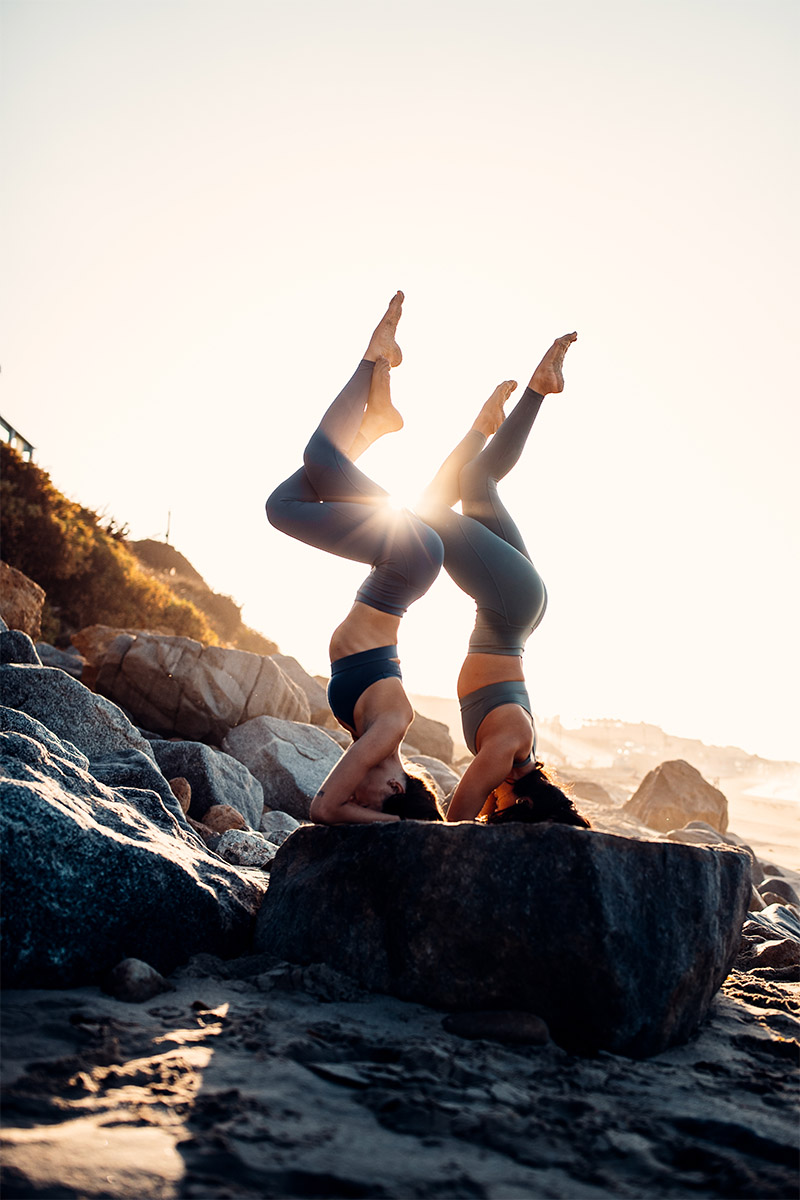 yoga wear on rocks