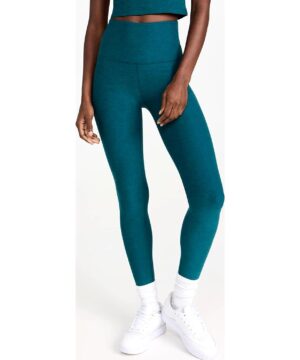 View 2 of 6 Beyond Yoga Women's High Waisted Midi Leggings in Deep Sea Heather