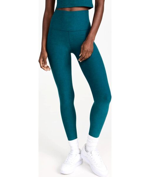 View 2 of 6 Beyond Yoga Women's High Waisted Midi Leggings in Deep Sea Heather