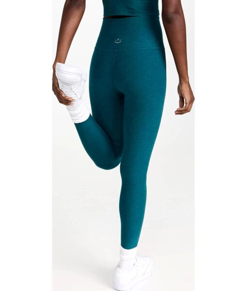 View 3 of 6 Beyond Yoga Women's High Waisted Midi Leggings in Deep Sea Heather