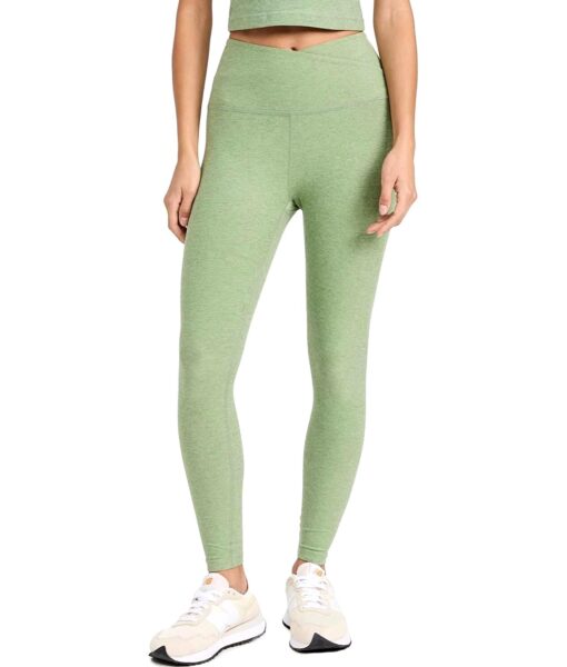 View 1 of 6 Beyond Yoga Women's at Your Leisure High Waist Midi Leggings, Rosemary Heather in Green