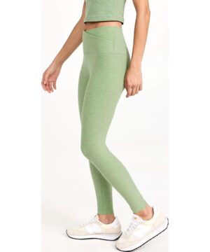 View 4 of 6 Beyond Yoga Women's at Your Leisure High Waist Midi Leggings, Rosemary Heather in Green