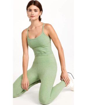 View 5 of 6 Beyond Yoga Women's at Your Leisure High Waist Midi Leggings, Rosemary Heather in Green