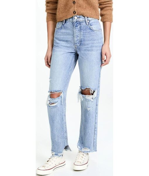 View 2 of 6 Free People Women's Tapered Baggy Boyfriend Jeans in Mid Century Blue