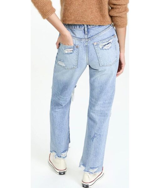 View 3 of 6 Free People Women's Tapered Baggy Boyfriend Jeans in Mid Century Blue
