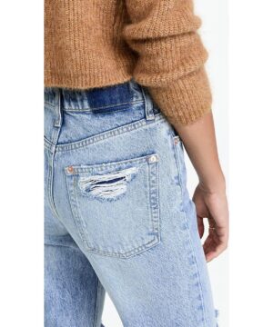 View 6 of 6 Free People Women's Tapered Baggy Boyfriend Jeans in Mid Century Blue