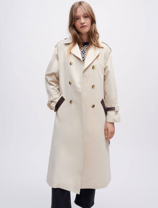 Maje US Trench coat with smocking at the back View 2