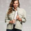 Rafaella Women's Funnel Neck Utility Jacket in Dried Sage Gray