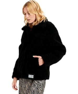 View 1 of 2 UGG womens Frankie Sherpa Trucker Jacket in Black