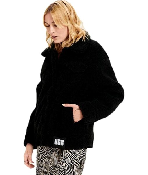 View 1 of 2 UGG womens Frankie Sherpa Trucker Jacket in Black