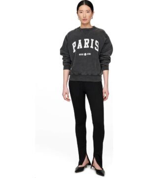 View 1 of 2 ANINE BING Ramona Sweatshirt University Paris in Washed Black