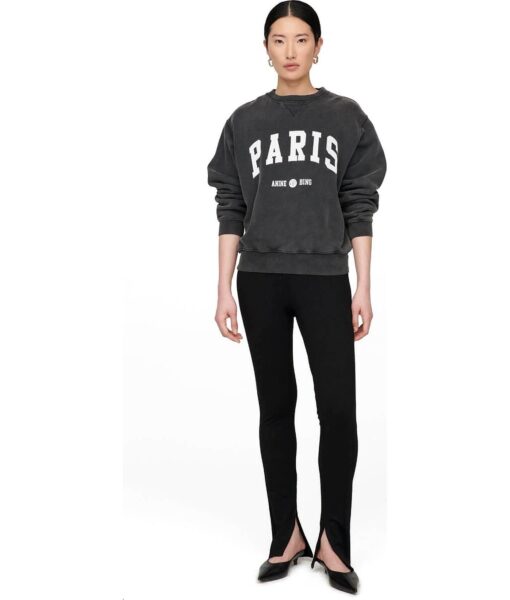 View 1 of 2 ANINE BING Ramona Sweatshirt University Paris in Washed Black