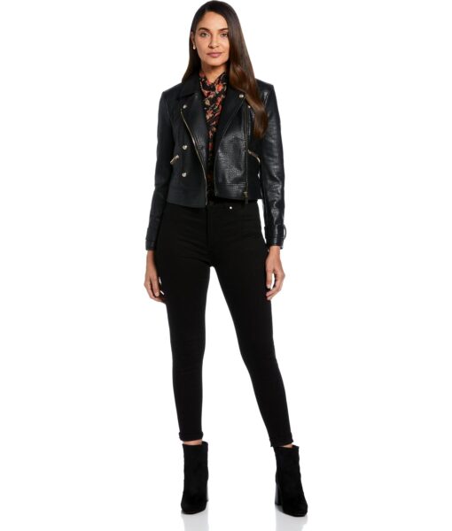 View 3 of 7 Ella by Rafaella Women's Vegan Leather Moto Jacket in Black