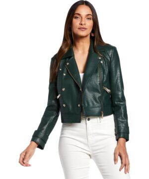 View 4 of 7 Ella by Rafaella Women's Vegan Leather Moto Jacket in Black