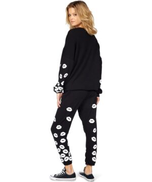 View 2 of 2 Lauren Moshi Lee White Foil Scattered Lips Sweatshirt in Black