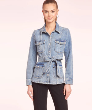 View 1 of 1 Amanda Uprichard Greyson Denim Jacket in Caspian