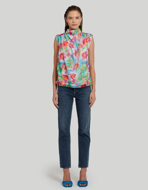 View 1 of 1 Amanda Uprichard Sleeveless Fabienne Top in Kiawah Print in Kiawah