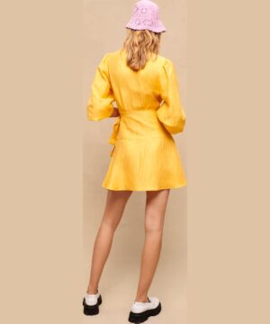 View 2 of 3 Maje Woman's Wrap dress with Tie in Yellow