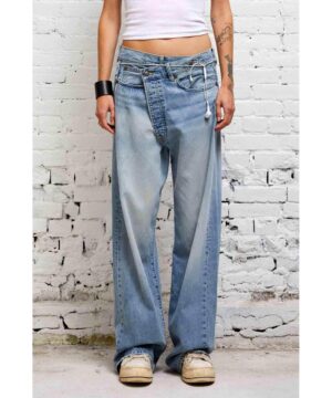 View 2 of 2 R13 Wide Leg Crossover in Haven Blue