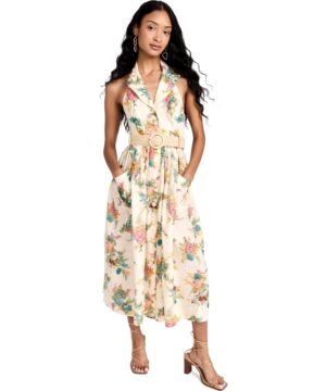 View 1 of 1 Zimmermann Clover Halter Shirt Dress in Honey Peony Floral