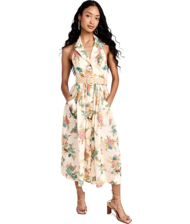 View 1 of 1 Zimmermann Clover Halter Shirt Dress in Honey Peony Floral