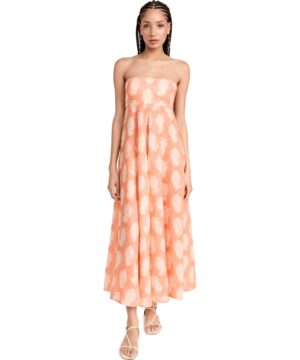 View 1 of 1 Zimmermann Devi Bandeau Midi Dress in Coral Paisley