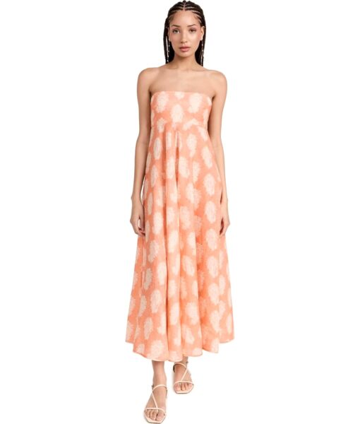 View 1 of 1 Zimmermann Devi Bandeau Midi Dress in Coral Paisley