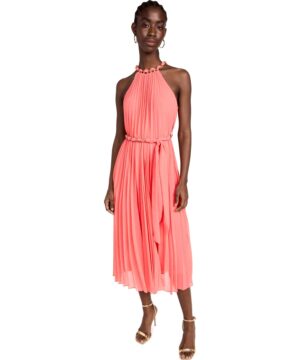 View 1 of 2 Zimmermann Sunray Pleat Midi Dress in Peach