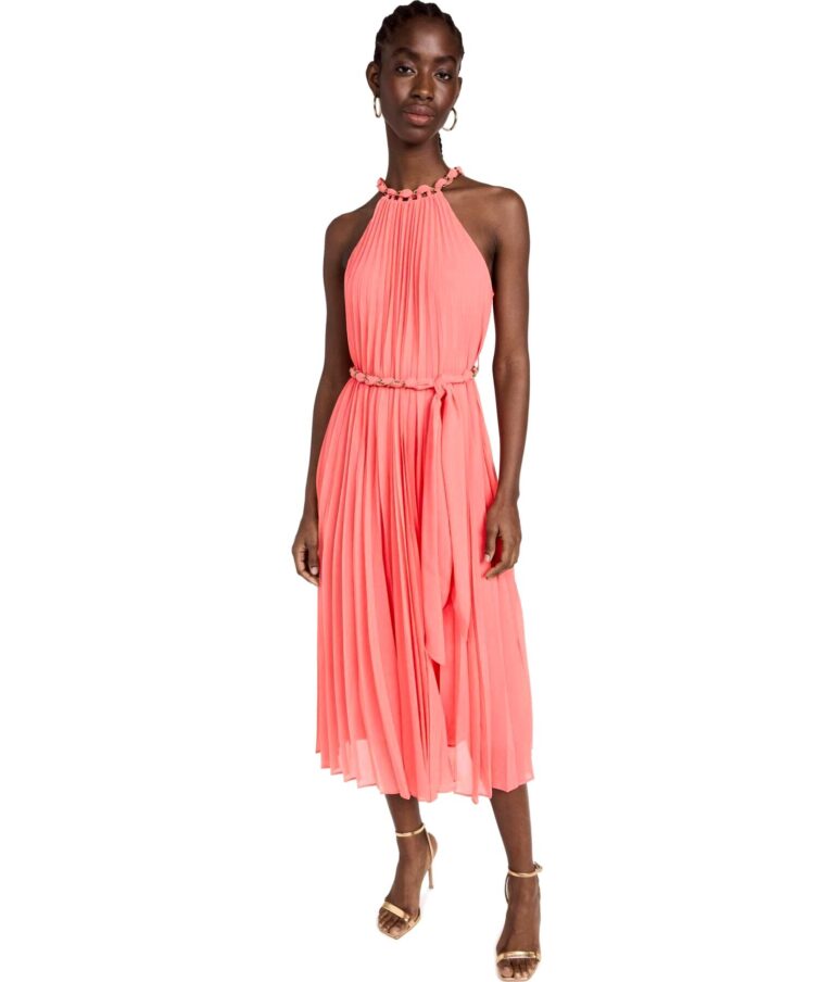 View 1 of 2 Zimmermann Sunray Pleat Midi Dress in Peach