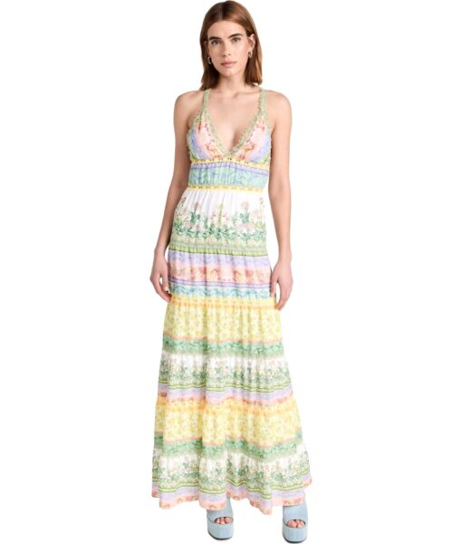 View 1 of 1 alice + olivia Karolina Paneled Halter Maxi Dress